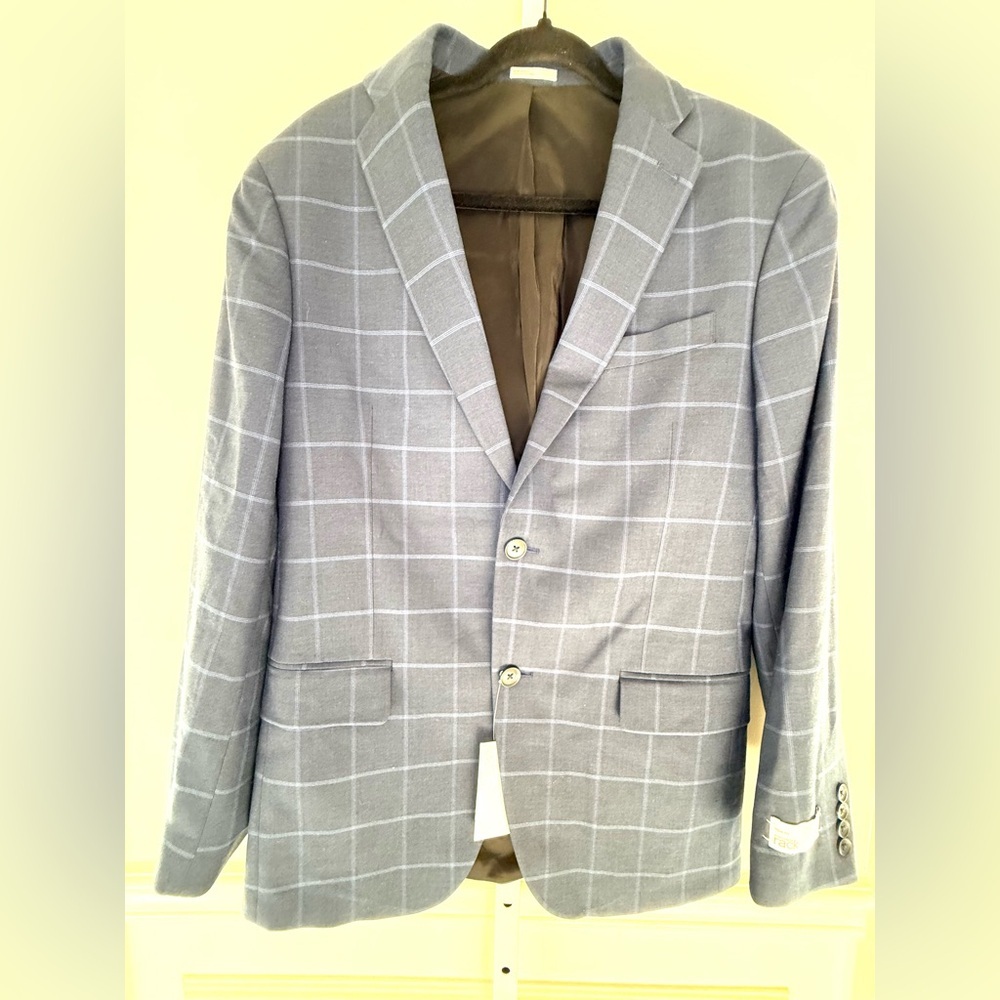 Nordstrom Rack Navy Brianza Plaid Men's Trim Fit Blazer 40R